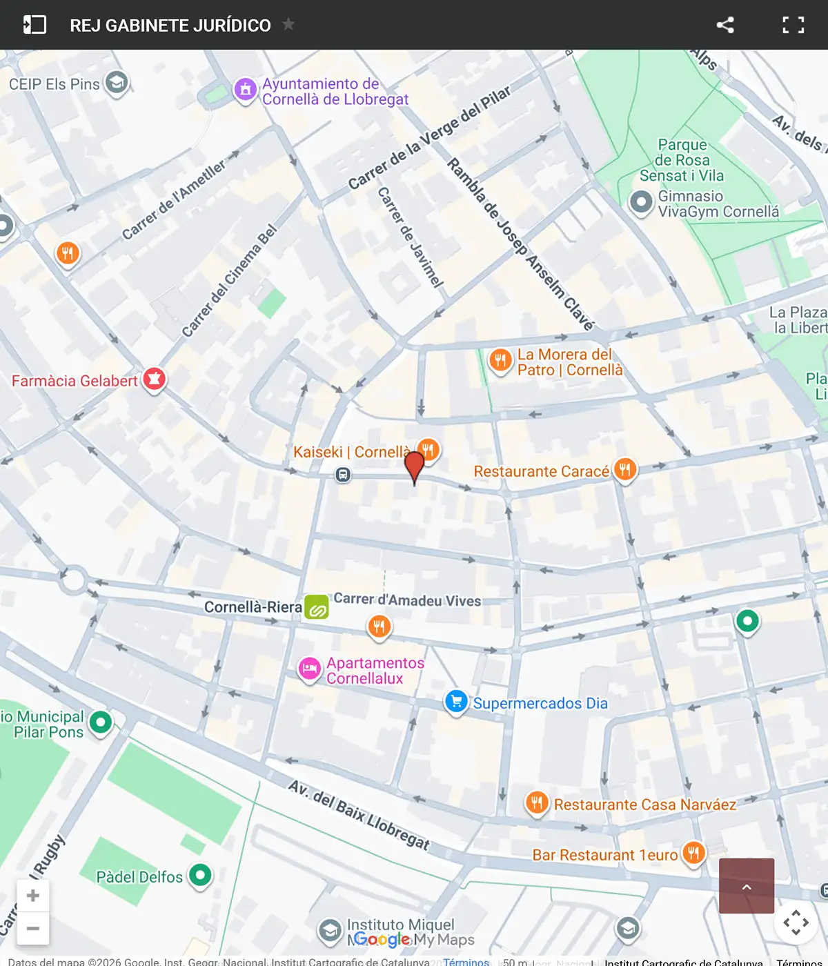 Mapa de ubicación de REJ Gabinete Jurídico en Cornellà de Llobregat